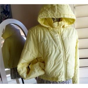 Full Tilt  Short  Puffer Jacket  Hood Outerwear Yellow XL Women's Cropped